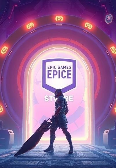 Fantasy warrior character with glowing armor standing in mystical portal setting