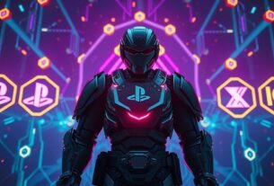 Futuristic dashboard interface displaying game launch data and tracking metrics