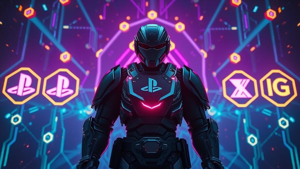 Futuristic dashboard interface displaying game launch data and tracking metrics