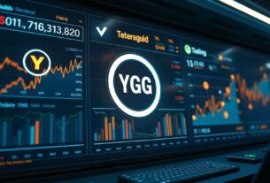 Financial charts and data visualizations showing cryptocurrency market trends and…