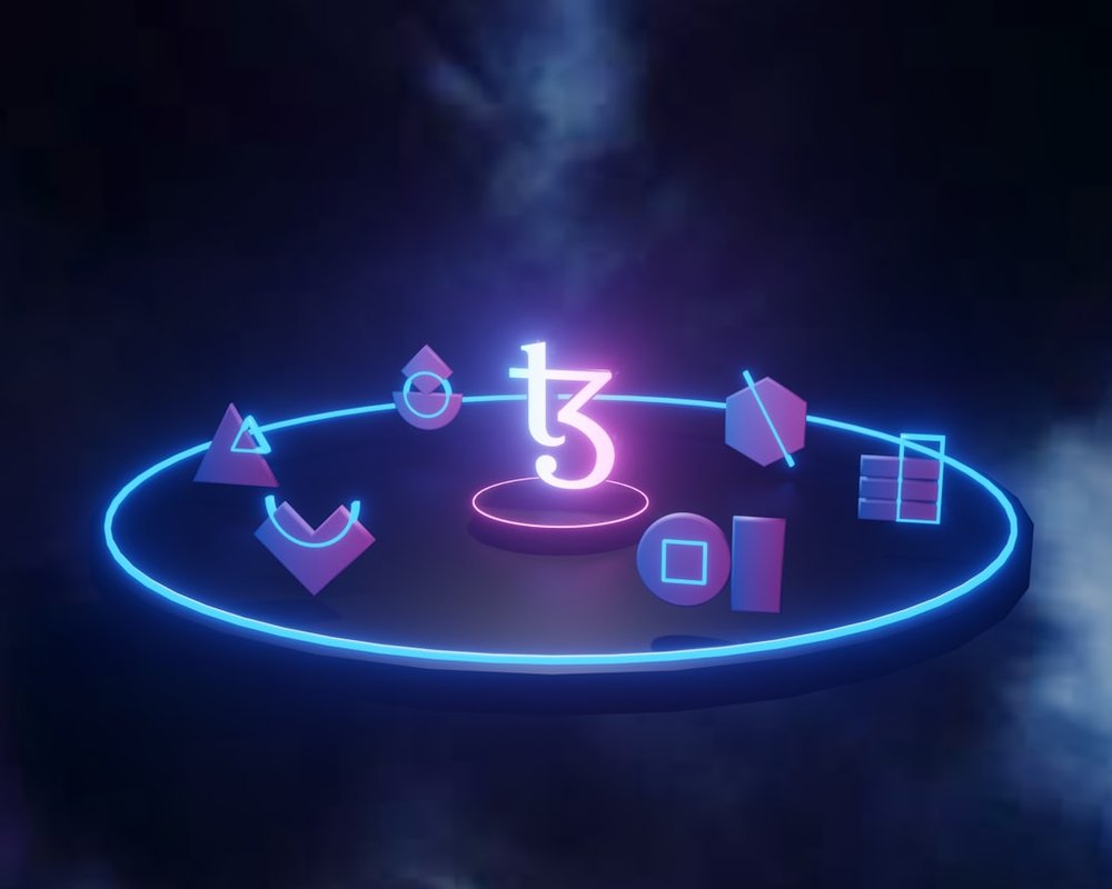 Relógio de néon azul exibindo o número três