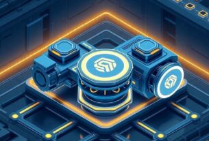 Futuristic digital gaming interface with glowing blue and purple data displays